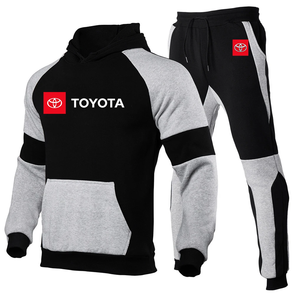 

2022 Men's Tracksuit Sets Hoodies Pants 2 Piece Set TOYOTA Printed Running Hoody Sweatshirt Sport Joggers Sweatpants Suit