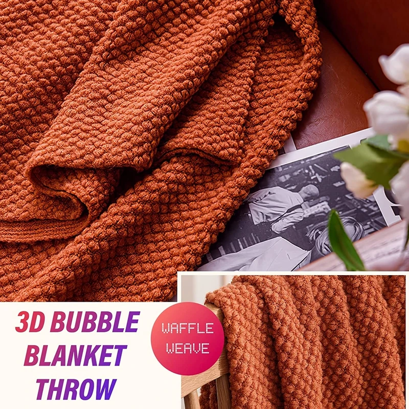 Нордическое вязаное одеяло Inyahome большого размера бежевое бархатное