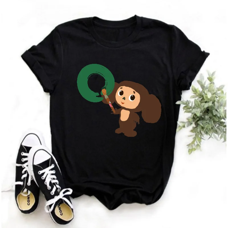 

Счастливая и милая Футболка для девочки, футболка с милым принтом, топ большого размера с короткими рукавами и мультипликационным принтом в старомодном стиле