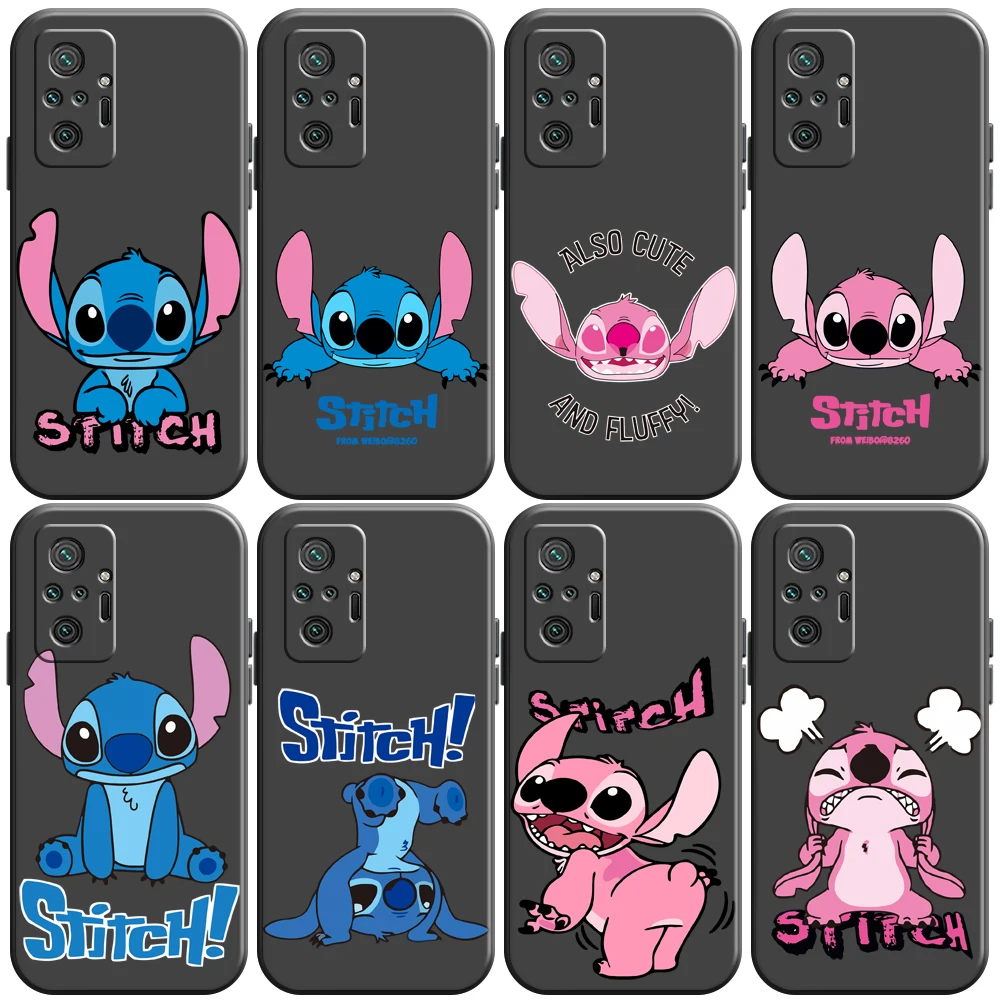 

Disney Stitch Cartoon Phone Case For Xiaomi Redmi Note 9 9i 9AT 9T 9A 9C 9S 9T 10 10S Pro 5G Soft Back Coque Liquid Silicon