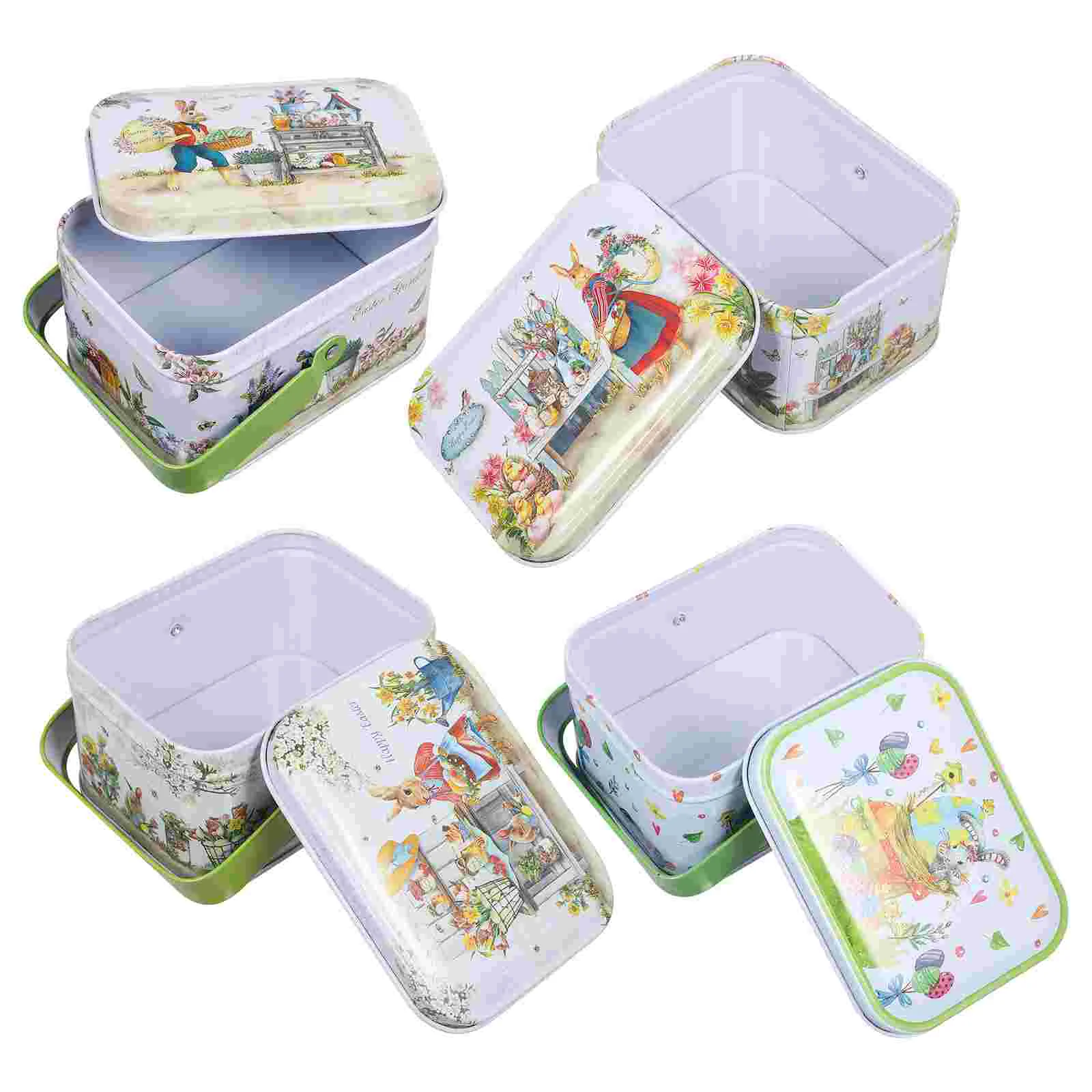 

4pcs Easter Candy Boxes Cake Storage Containers Creative Gift Packing Tin Boxes