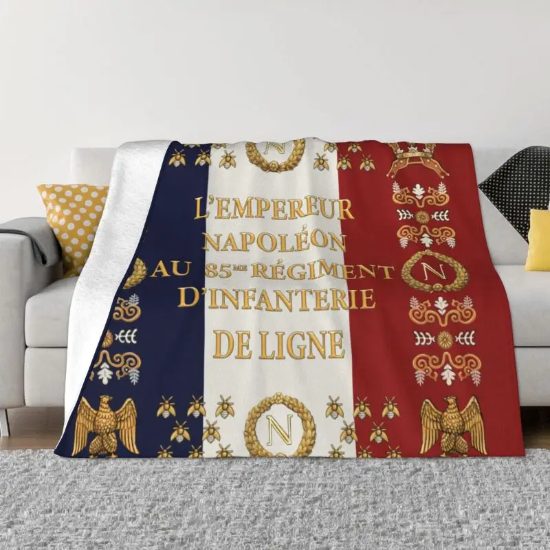

Napoleonic French 85th Regimental Flag Sofa Fleece Throw Blanket Flannel France Fleur De Lis Blankets Bedding Car Couch Quilt