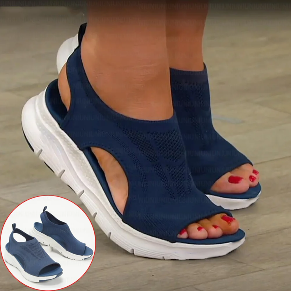 

Summer Women Sandals Fashion Sports Sandals Mesh Fish Platform Sandals Summer Walking Shoes Breathable Comfort Flat Sandals
