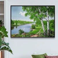 landscape diamond painting 5d diy lakeside mosaic birch trees full set diamond embroidery river pictures of rhinestone home deco