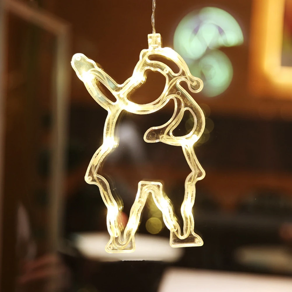 

Светодиодная гирлянда с теплым белым свесветильник Санта-Клаус и лось, праздничные украшения на батарейках