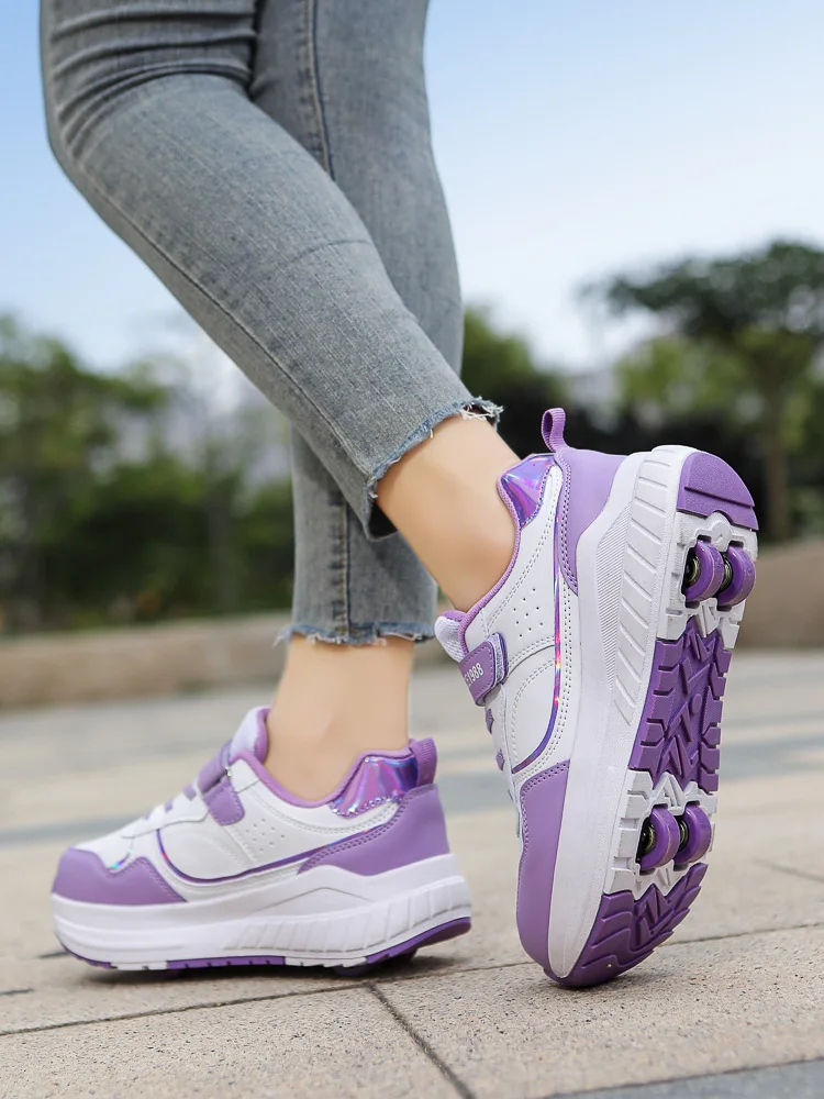 Модная обувь для мальчиков и девочек студентов с невидимыми пуговицами летающая