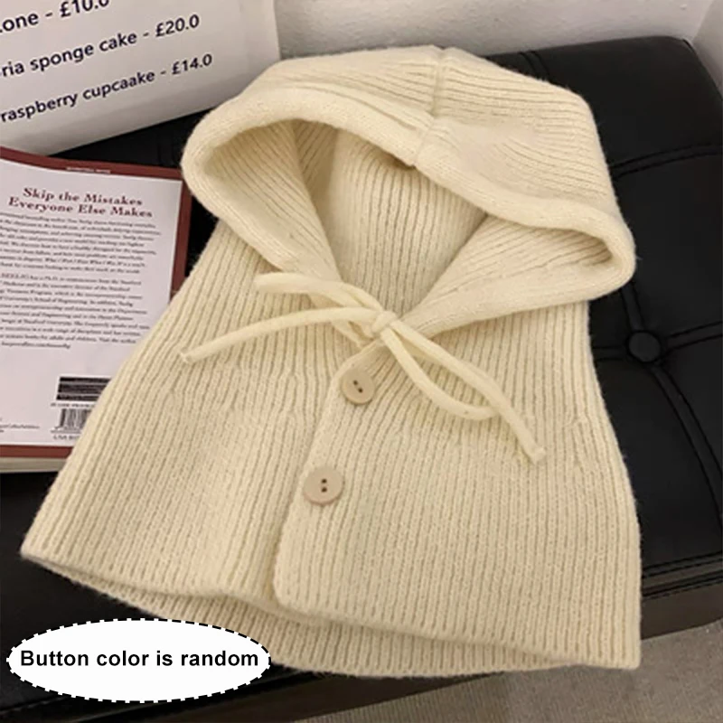 Женская вязаная шапка с капюшоном маленькая Балаклава в Корейском стиле