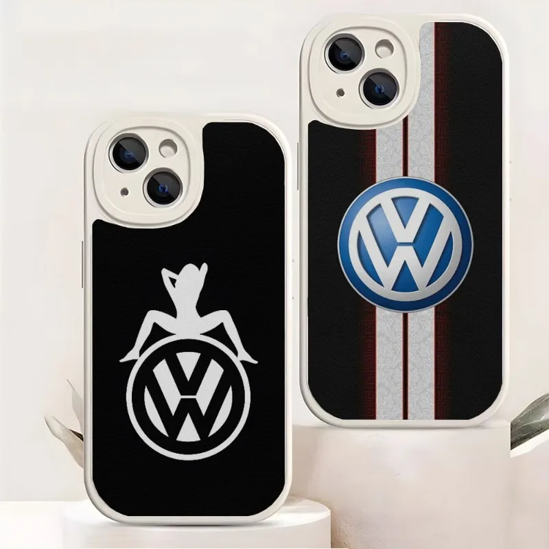 

Volkswagen Car LOGO Phone Case Lambskin For Iphone 14 Pro Max 13 11 12 Mini Xr X Xs 7 8 Puls Se Luxury Mobile Cover