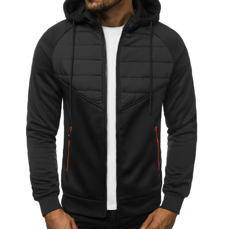 

Men Designer Jacket Autumn Winter Zipper Hooded Jacket Long Sleeve Patchwork Mens Fashion Jackets Slim Fit Outerwear Coat Male