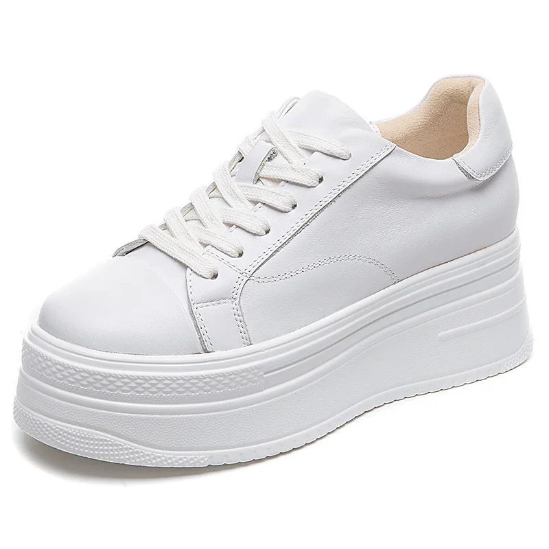 

2023 Spring New Genuine Leather Casual Women's Shoes Thick Sole Inner Heightened Small White Shoes Women's Casual Sports Shoes