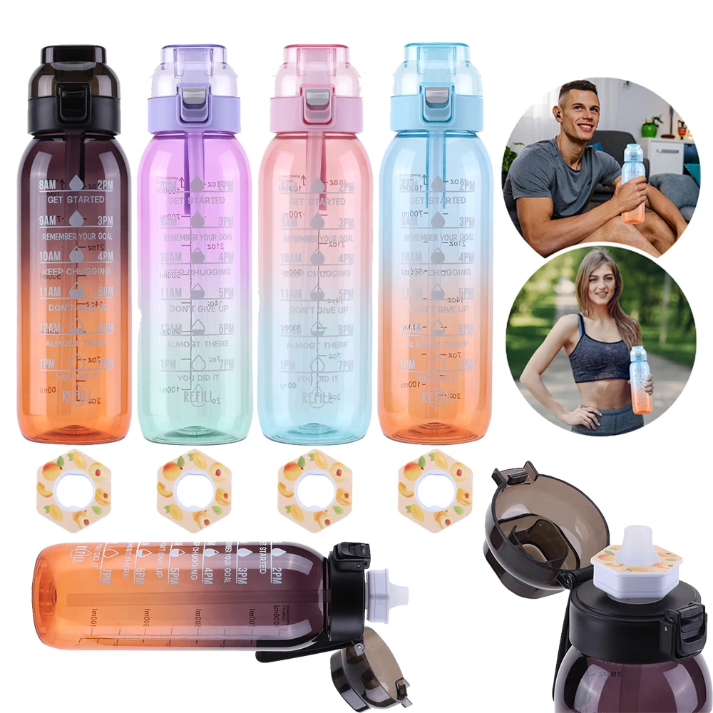 Ароматизированная Бутылка Для Воды На 1000 Мл С Соломинкой