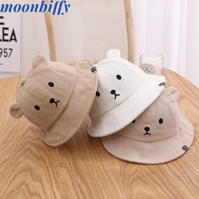 

Spring Summer Baby Bucket Hat Cute Bear Ear Newborn Panama Cap Solid Color Outdoor Beach Kids Baby Boy Girl Sun hat gift for kid