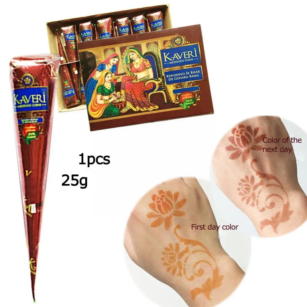 

Indian Mehndi Natural Brown Color Henna Paste Cone Women Makeup Finger Feet Body Cream Cone Temporary Drawing For Body Paint