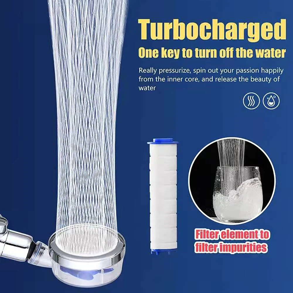 Насадка для душа с поворотом на 360 градусов, турбонагнетатель для экономии воды, насадка для душа высокого давления, аксессуары для ванной к...