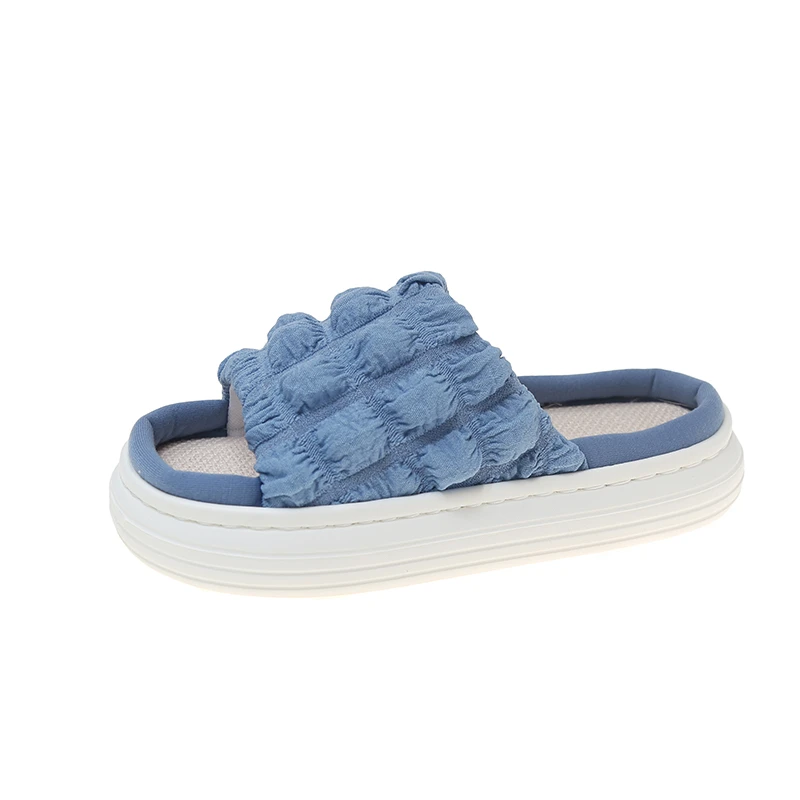 

Fashion Home Slippers Women 2022 Spring New Yellow House Shoes Woman Casual Blue Platform Slides Women's Summer Indoor Slipper