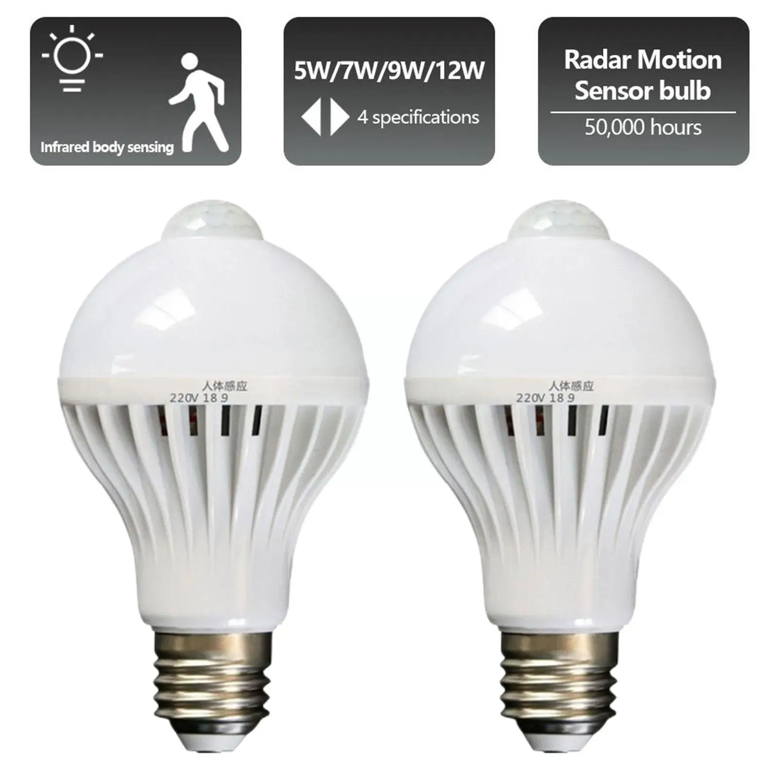 

PIR Motion Sensor LED Bulb E27 Lamp 5W 7W 12W 110V Light 220V Bulb Stair Hallway Corridor Lamps Led Induction Night Light S1W4