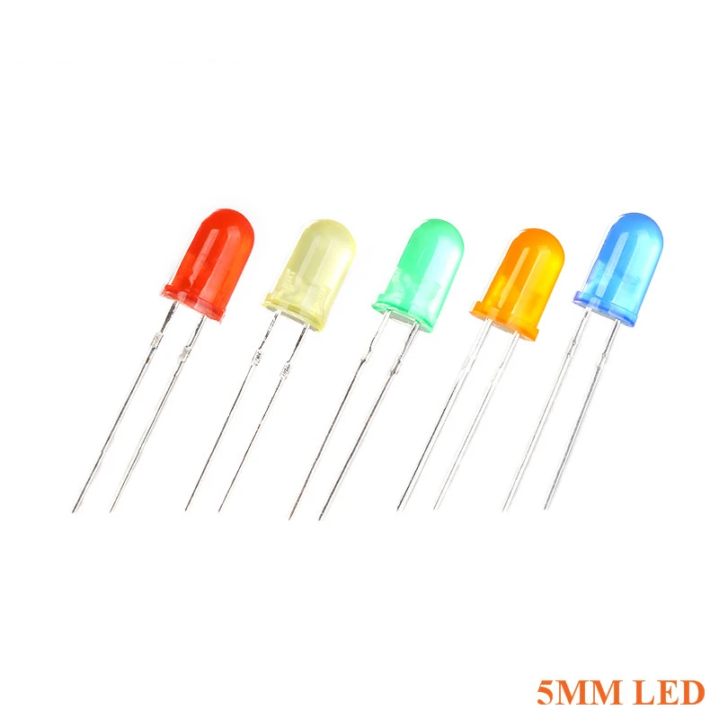 

50pcs 5MM F5 LED Kit LED Diode Green Blue Orange Red Yellow DIY Eelectronic Components Light Emitting Diode