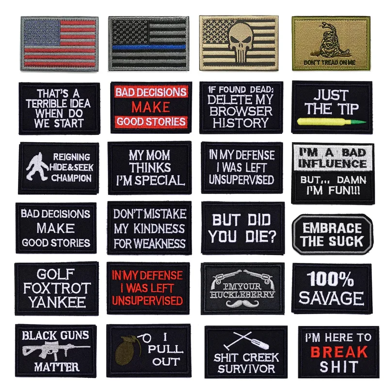 Патчи с американским флагом, блестящие петли, жетоны с черепом, тактические тканевые наклейки для рюкзака, армейские военные нашивки с крючками