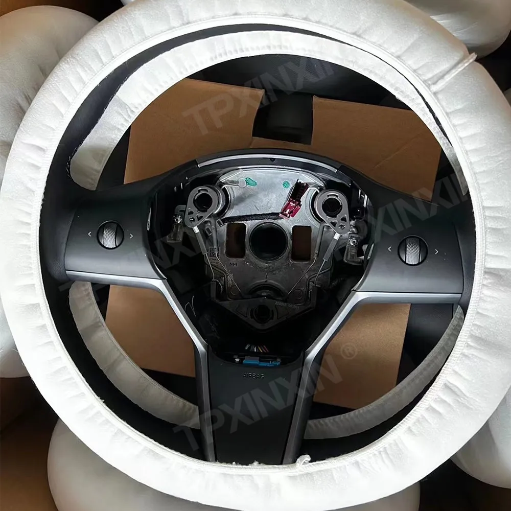 

Углеродное Рулевое колесо для Tesla Model 3, волоконно-замшевое автоматическое переключение, светодиодные фонари, Поддержка рулевого колеса на з...