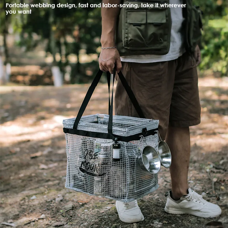 

28L Outdoor Camp Storage Box Camping Clothes Organizer Box Toys Sundries Snacks Tableware PP Transparent Foldable Storage Box