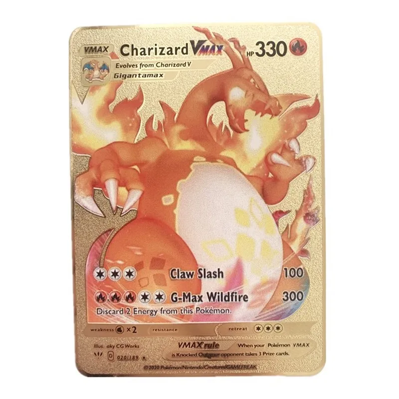 

Покемон, металлическая карта, Charizard Eevee Mewtwo Pikachu Gold Vmax GX EX Card, Speelgoed коллекция, детские подарки кавайные карты аниме juguetes para niños металлическая к...