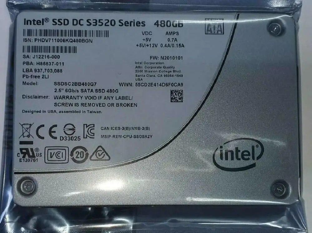 

SSDSC2BB480G7 Intel DC S3520 серия OEM 480GB SATA-6GBPS 3D1 MLC 2,5 "SSD диски