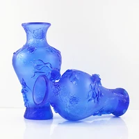 glass vases wholesale cheap custom design glass bottle blue art glass flower bottle