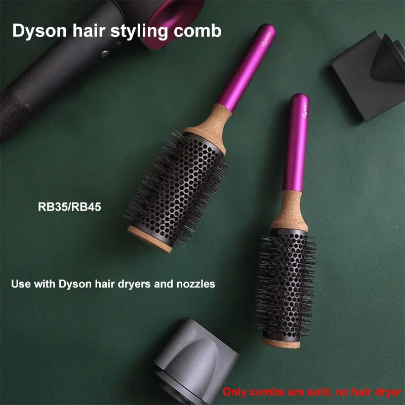 

For Dyson Round Rolling Comb Wide Tooth Airbag Air Cushion Comb Curly Hair Massage Salon Styling Rolling Comb RB35/RB45 Gift Set