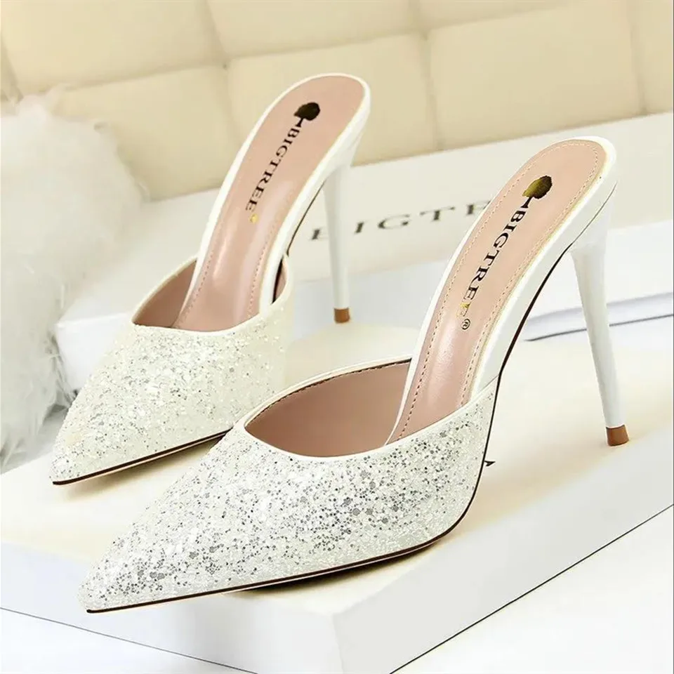 

Women Fashion Sweet Silver Hgih Heel Pumps Lady Cute Comfort Spring Heel Shoes for Party Night Club Mujeres Tacones Altos G155