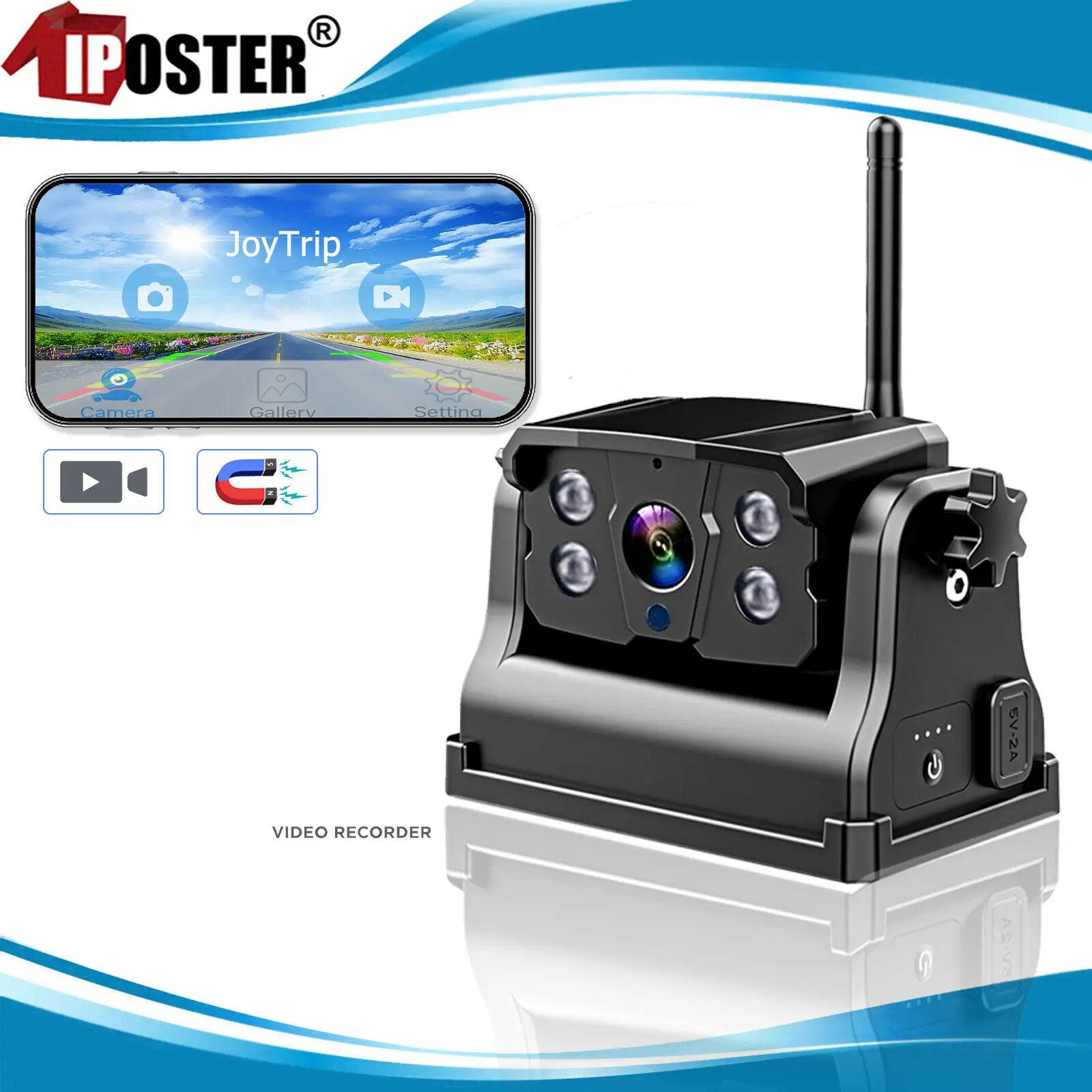 iPoster Беспроводная Wi-Fi резервная камера сцепления Joytrip APP Магнитная база 9600 мА