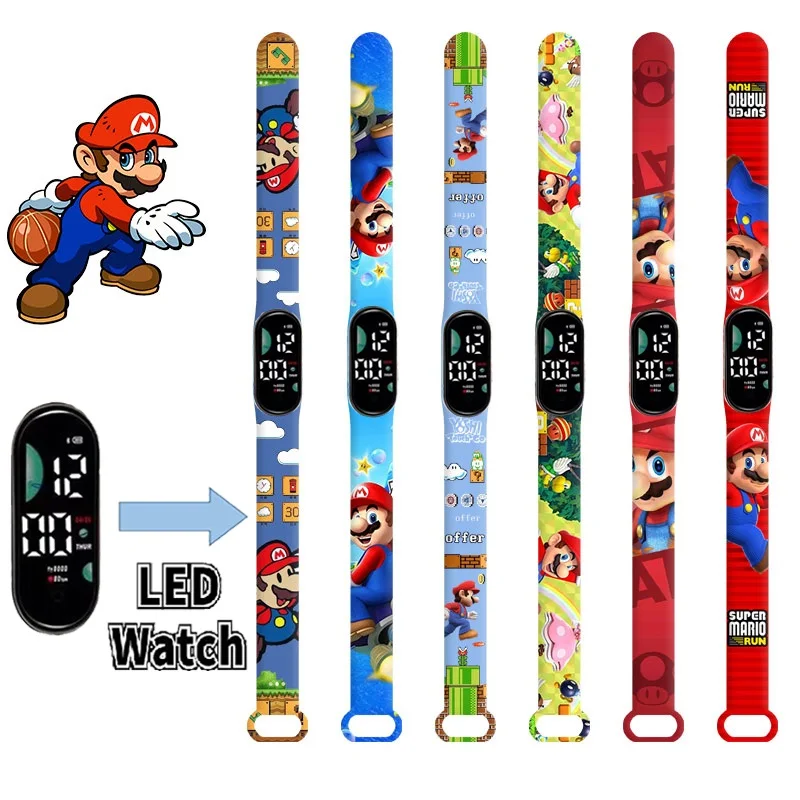 

Super Marios Bros LED Electronic Watch Cartoon Figure Anime Peripherals Digital Touch Bracelet Waterproof Children festival Gif