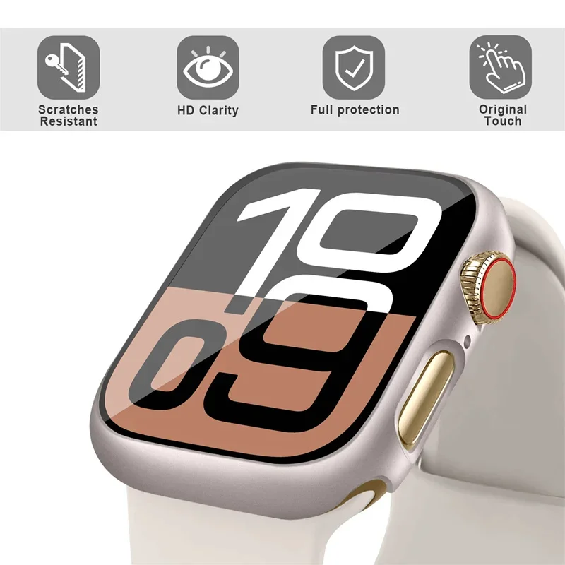 Фото Закаленное стекло + чехол для Apple Watch 10, 42 мм, 46 мм, матовый жесткий бампер для ПК, защитный чехол для экрана iWatch series 10, 42/46, аксессуары №3