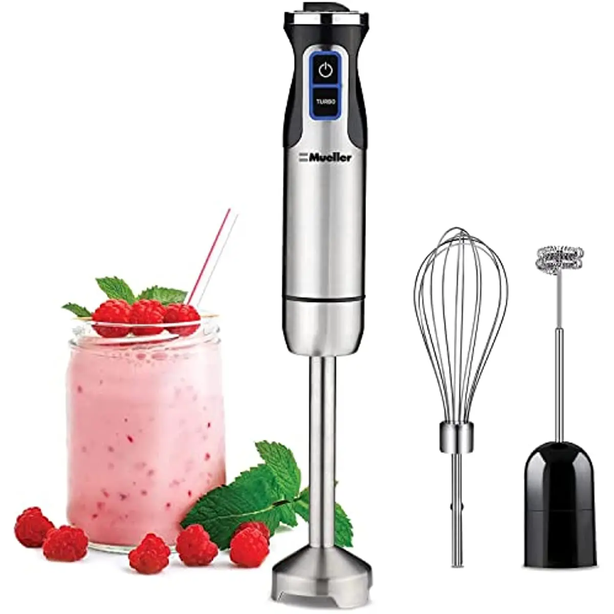 

500 Watt 9-Speed Immersion Multi-Purpose Hand Blender Heavy Duty Copper Motor Brushed 304 Stainless Steel with Whisk 3 In 1