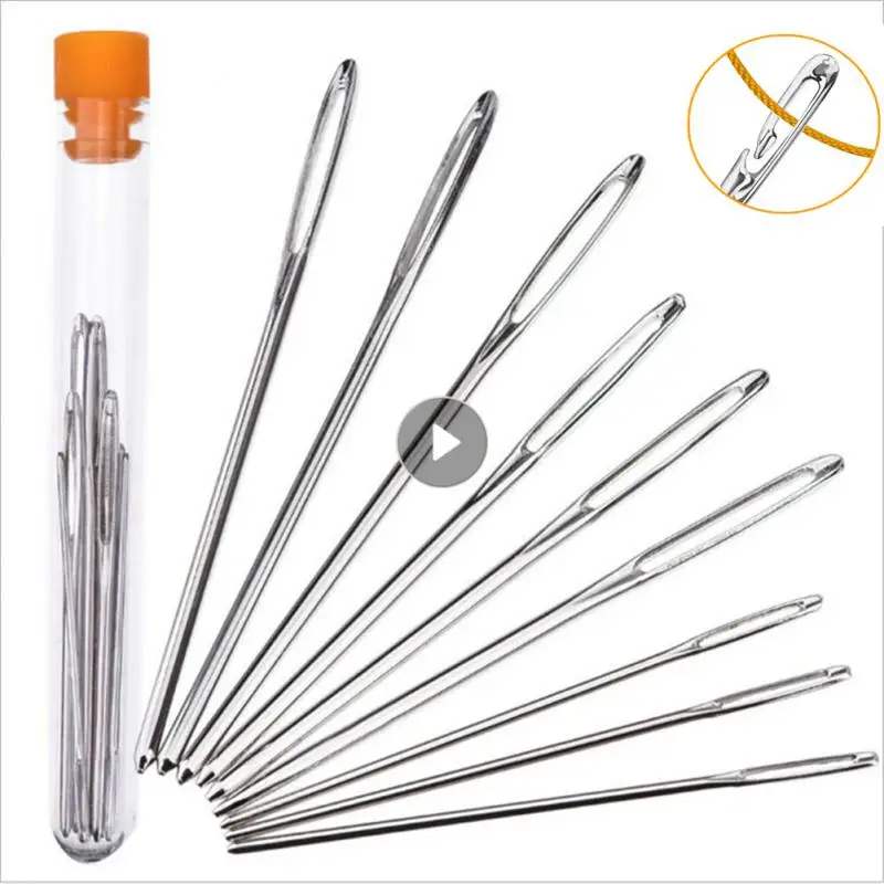 9pcs Large Eye Sewing Needles Elderly Quick Automatic Threading Needle Stainless Cross Stitch Knitting Hand Crochet Kit | Дом и сад