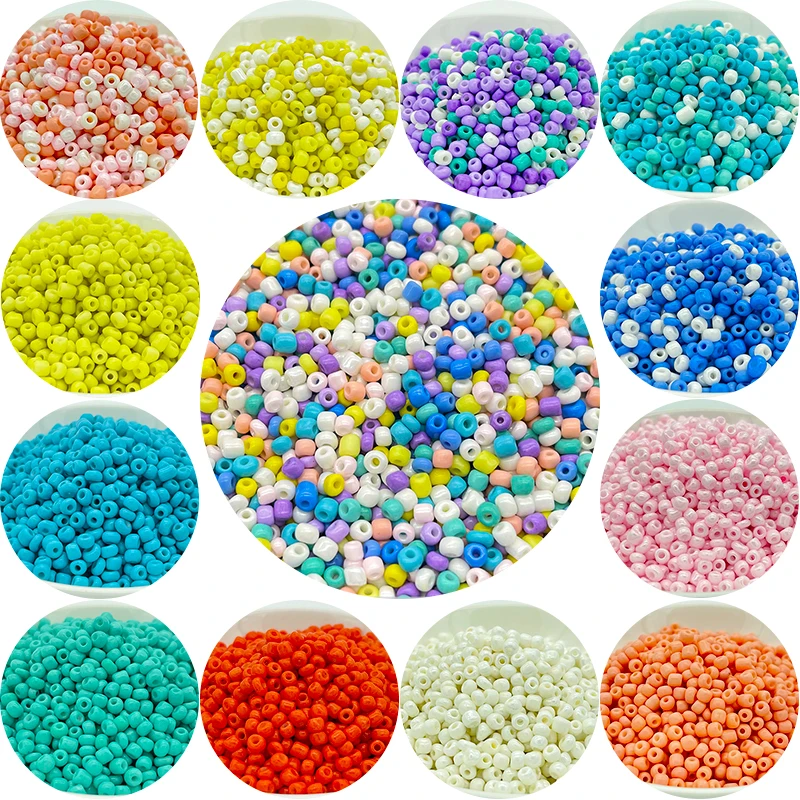 

15g/Lot 4mm Cream Transparent Glass Beads 12/0 Loose Spacer Beads for Needlework Jewelry Making DIY Necklace Sewing Accessories