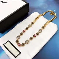 donia jewelry fashion flower necklace ladies copper inlaid aaa color zircon flower necklace personality ladies drop necklace