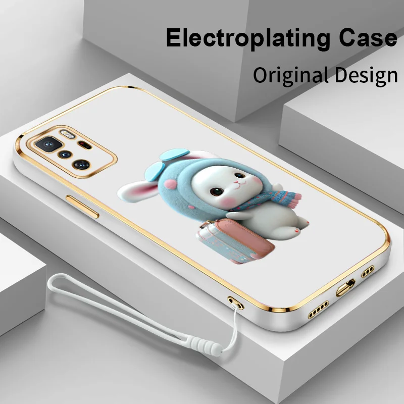 

Travel Bunny Electroplating Phone Case for Poco X3 GT X3 X4 NFC X4 Pro Redmi Note 10 11 Pro China Note 11 11T Pro Plus Cover