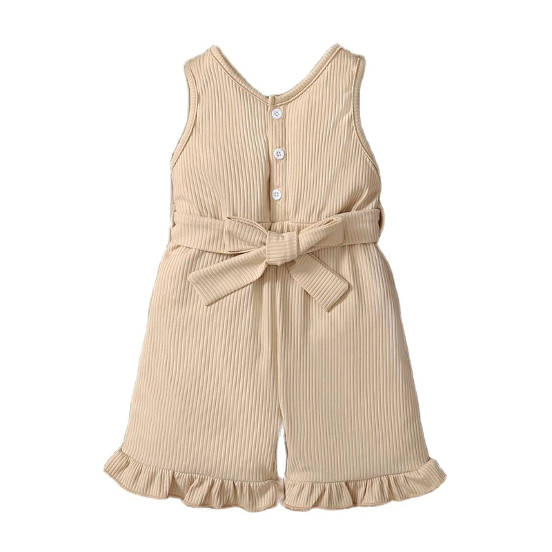 

2022 Toddler Baby Romper for Girl Solid Sleeveless Wide Leg Jumpsuit Summer New Cotton Kids Clothes Girls Costumes