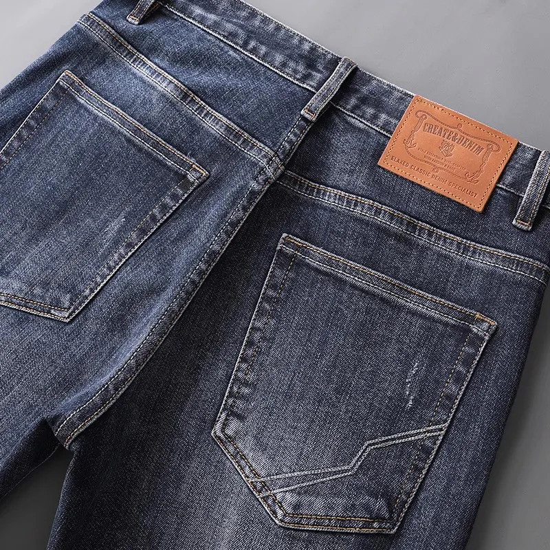 Newly Vintage Fashion Men Jeans High Quality Retro Blue Elastic Slim Fit Designer Jeans Men Classical Casual Denim Pants Hombre