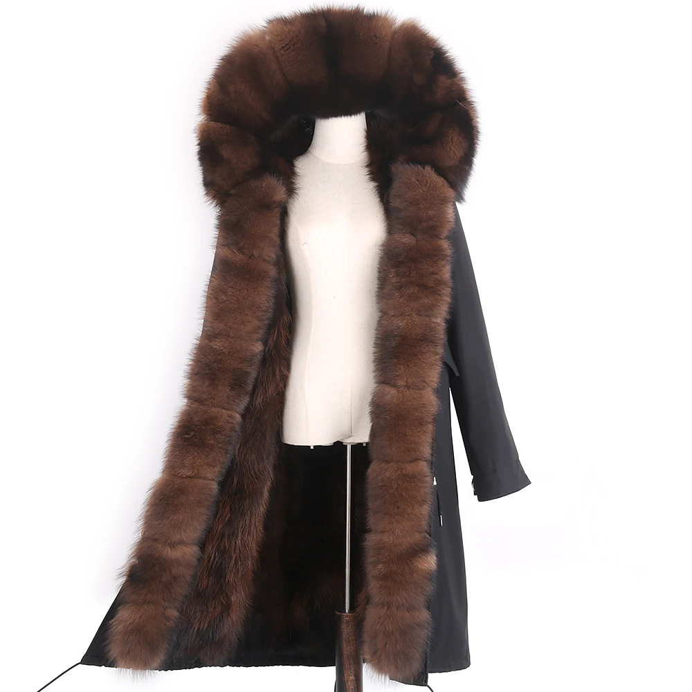 Women Winter Jacket Real Fox Fur Coat Natural Fox Fur Liner Raccoon Fur Collar Hooded Waterproof Parka Fashion Streetwear Brand
