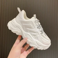 2022 new white chunky sneakers women fashion cool high heels casual footwear ladie black flats shoes for women walking soft hot