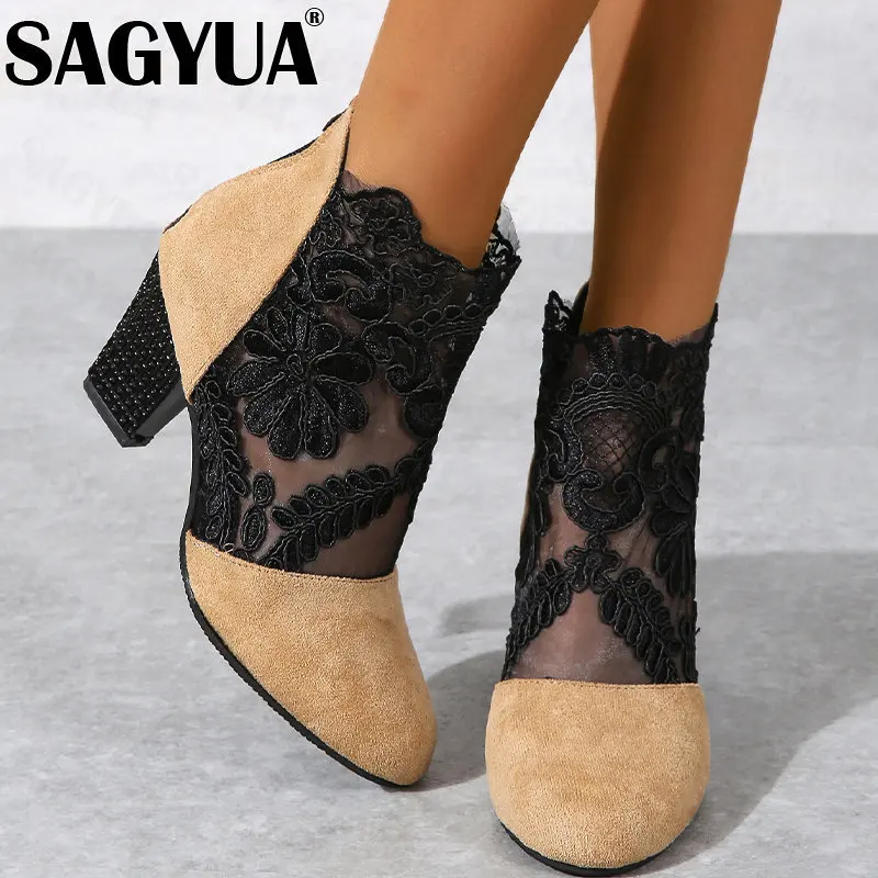 

Новые модные зимние ботинки челси, женская обувь на среднем каблуке, соблазнительные строгие туфли-лодочки на массивном каблуке, женские ди...