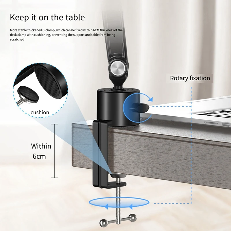 USB конденсаторный микрофон стойка подвеска стрела ножничный кронштейн черный 1