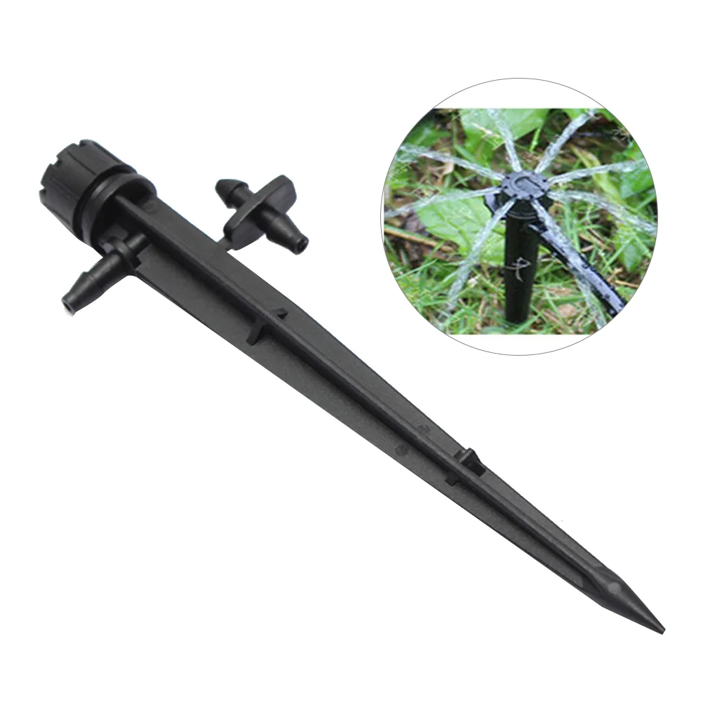 

60pcs 13cm 8 Holes Plug-In Rotary Micro Spray Nozzles Spike Up Water Sprinkler Heads Garden Irrigation (Black)