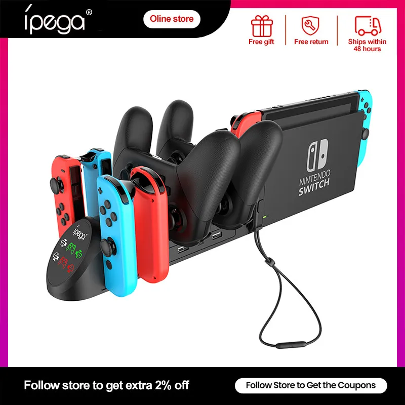 

Ipega PG-9187 Joy Con Charging Dock for Nintendo Switch OLED 4 Joycons 2 Controllers Charger Stand Plug-in Host NS Accessories