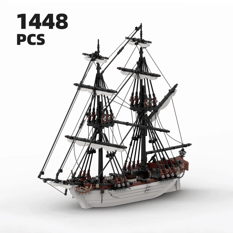 

Merchant ship MOC Spanish Santa Lucia merchantman brick set Boat model Full rigged ship building block kit Two masts sailboat