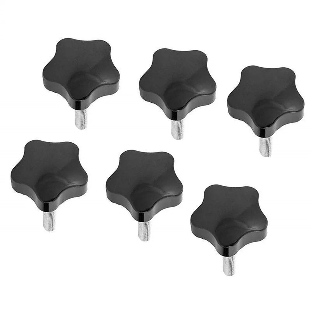 

6PCS M8 X 40mm Thread Replace Star Handle Knob Tighten Screw Black For Lathe Mechanical Equipment Tools Equipment