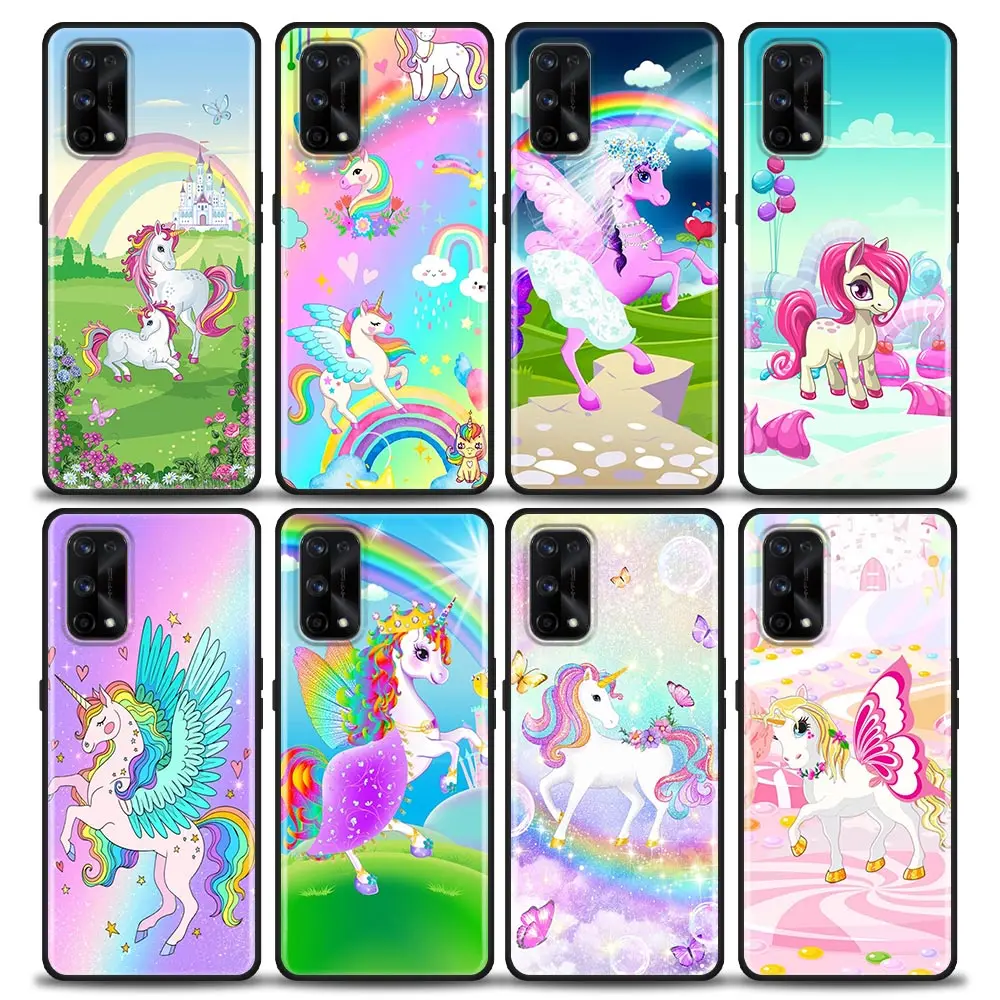 

Cute Cartoon Rainbow Unicorn Animal Case For Realme C21Y C21 C25 C20 C15 C12 C11 C1 GT Master Neo Neo2 5G Fundas Capa Soft Cases