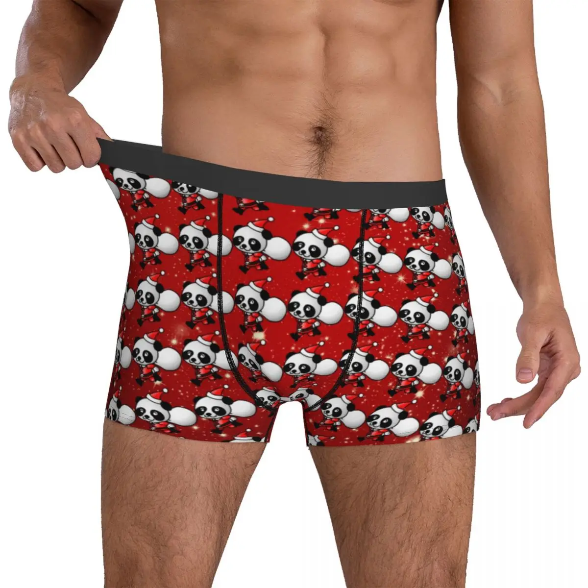 

Santa Panda Underwear Christmas Print Male Underpants Printed Funny Boxer Shorts High Quality Boxer Brief Large Size