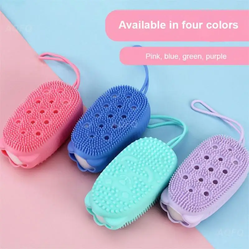 

Silicone Body Scrubber Shower Exfoliating Scrub Sponge Bubble Bath Brush Massager Skin Cleaner Cleaning Pad Bathroom Accessories
